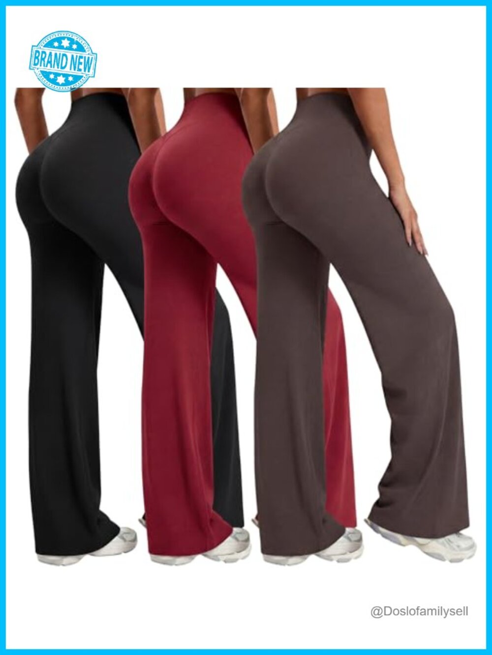 3 Pack No Front Seam High Waist Straight Leg Workout Leggings